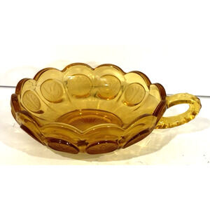 Vintage Fostoria Amber Coin Glass Eagle & Torch 1887 Series Nappy Candy Dish